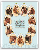 Triple Crown champions thoroughbred horse racing art prints set gifts pictures collectables