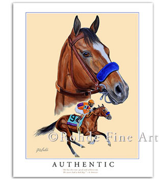 Authentic horse racing famous racehorses thoroughbred equine art