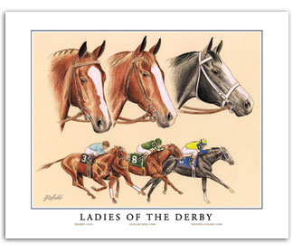 Ladies of the Kentucky Derby Triple Crown thoroughbred horse art collectibles Genuine Risk Regret Winning Colors