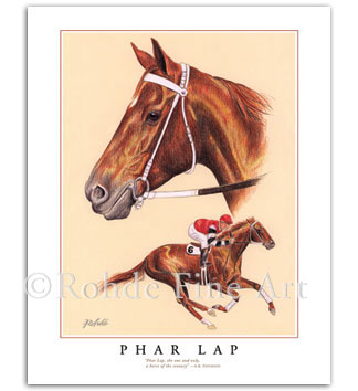 Phar Lap famous race horses in art Australian thoroughbred painting