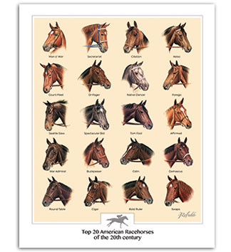 Thoroughbred horse racing champions art