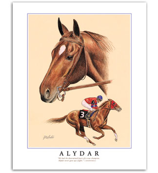 Alydar horse racing art by Rohde equestrian art horse artists painting