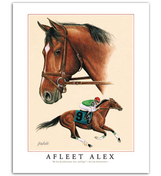 Afleet Alex horse racing art pictures by thoroughbred artist Rohde Fine Art