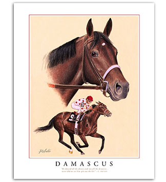 Damascus horse racing art paintings prints framed for sale