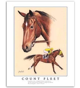 Count Fleet thoroughbred Kentucky Derby Triple Crown signed horse art