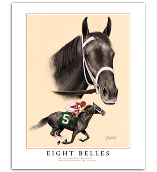 Eight Belles horse racing pictures signed & numbered art print painting
