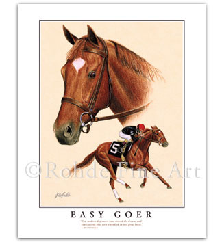 Easy Goer race horse thoroughbred art prints portraits by Rohde