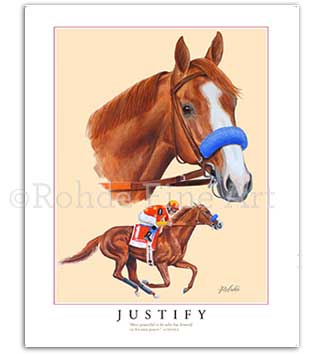 Justify horse racing art Triple Crown Kentucky Derby paintings