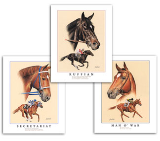 Secretariat Man o' War Ruffian art prints paintings for sale