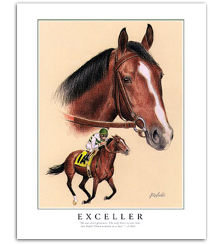 Exceller race horse art paintings pictures for sale