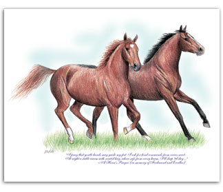 Ferdinand Exceller thoroughbred horse rescue adoption art painting by Rohde