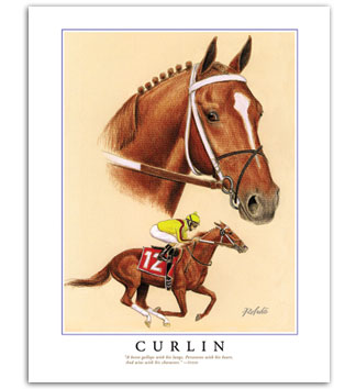 Curlin racehorse horse racing art print painting pictures