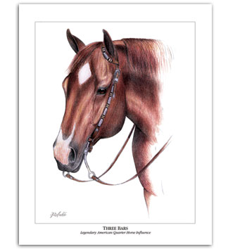 Three Bars Quarter Horse art western painting by Rohde