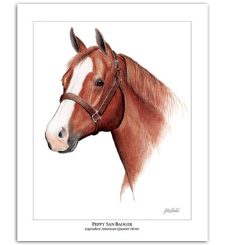 Peppy San Badger cutting American Quarter Horse art AQHA