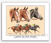 Ladies of the Kentucky Derby Triple Crown thoroughbred horse art collectibles Genuine Risk Regret Winning Colors