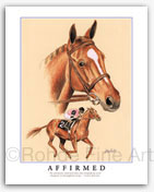 Affirmed Thoroughbred horse art Kentucky Derby Triple Crown artist posters