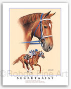 Secretariat racehorse thoroughbred horse racing framed art painting Triple Crown Kentucky Derby