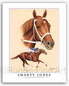 Smarty Jones horse racing art by thoroughbred horse artist Heather Rohde