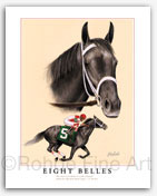 Eight Belles horse racing pictures signed & numbered art print painting