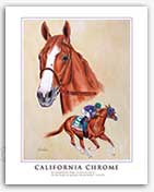 California Chrome thoroughbred horse racing art print painting