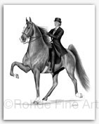 American Saddlebred racking horse art prints five gaited Rohde