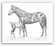 Appaloosa horses mare foal equine art in Winter