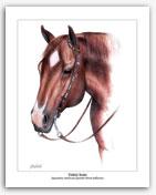 Three Bars Quarter Horse art western painting by Rohde
