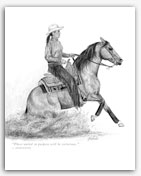 Reining Quarter Horse western graphite drawings art
