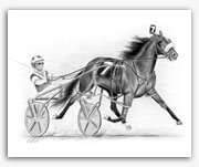 Standardbred harness racing art pacer pacing graphite art Rohde
